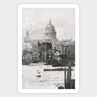 St Paul's from the river in the 19th century Sticker